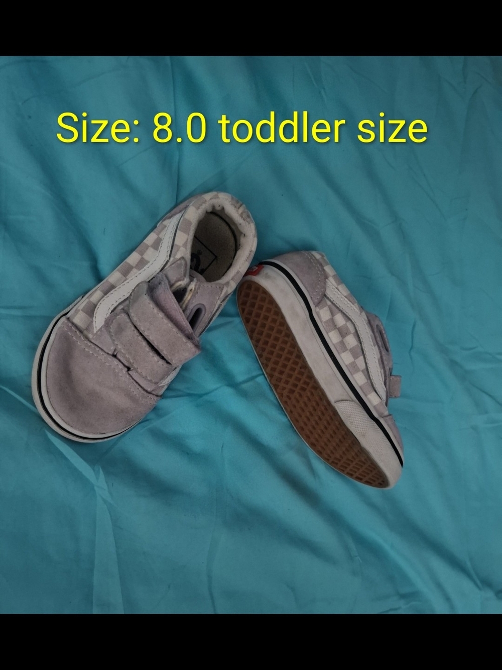 Vans Toddler Checkerboard Velcro Sneakers in Light Gray